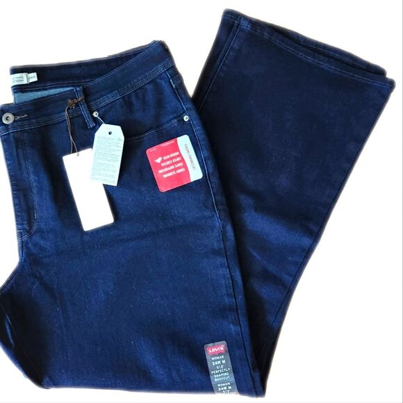 Levi's NWT Perfectly Shaping 512 Bootcut dark wash, 78% cotton jeans 24W - Picture 1 of 16